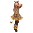 thumbnail image 2 of Adorables Filles Léopard Imprimé Velouté Costume Robe Paillettes Sauvage Enfant Petit 4-6, 2 of 3