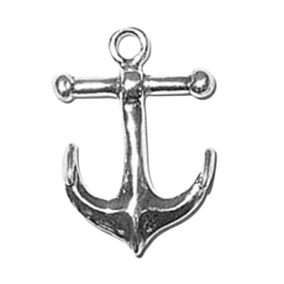 Sterling Silver 16" .8mm Box Chain 3D Large Sailor Anchor Pendant Necklace