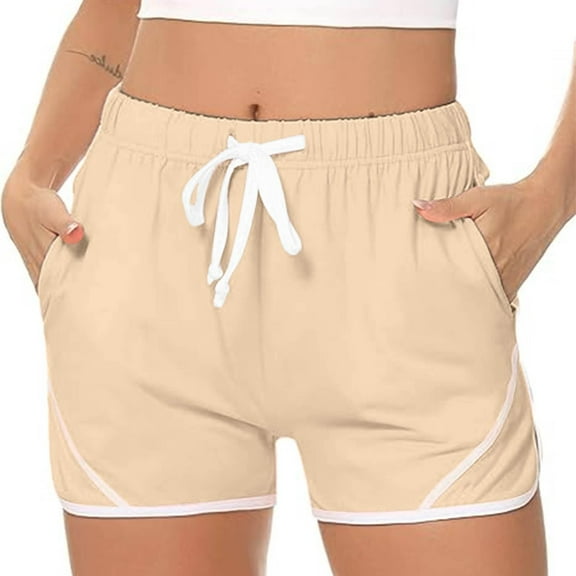 TRUBKH shorts for women athletic shorts for women linen shorts womens shorts casual bermuda shorts for women Beige L