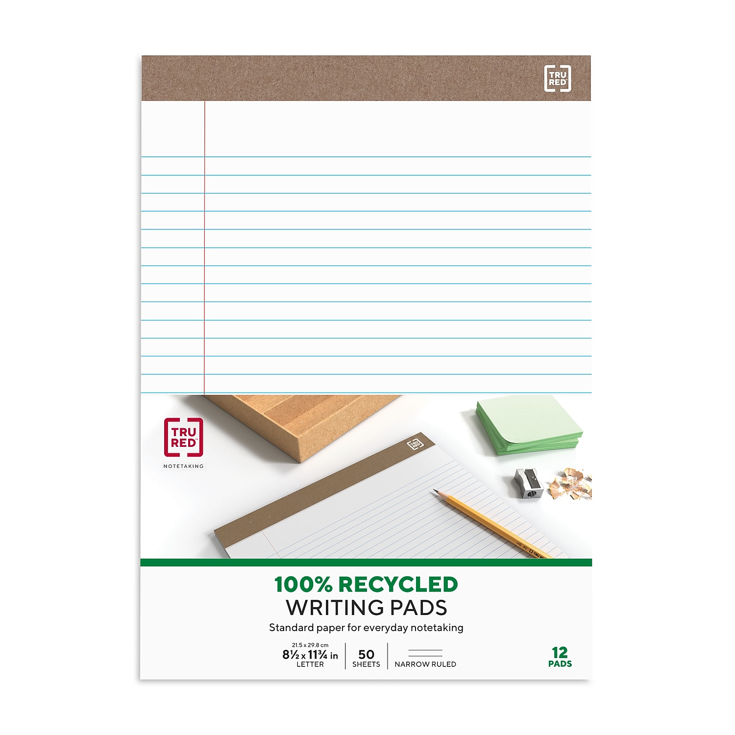 MyOfficeInnovations Notepads 8.5" x 11.75" Narrow White 50 Sh./Pad 12 Pads/PK (21675) 354744