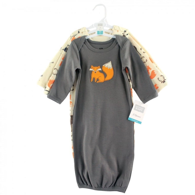 Hudson Baby Infant Cotton Long-Sleeve Gowns, 3-Pack photo 2