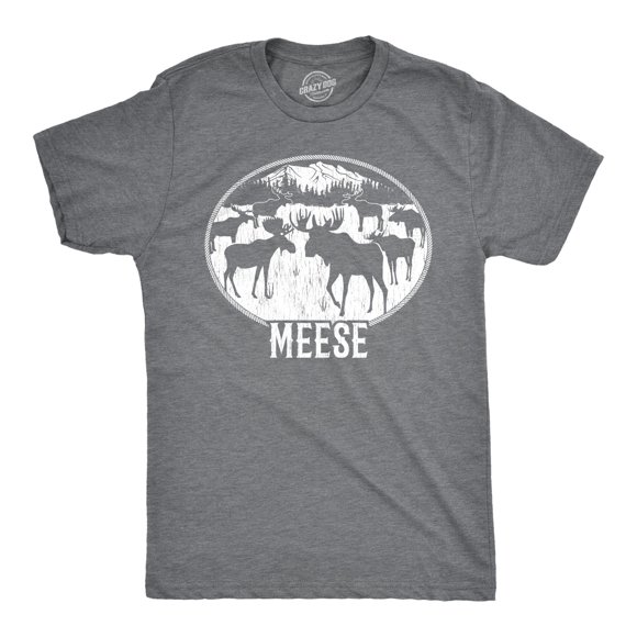Mens Meese T Shirt Funny Moose Hilarious Sarcastic T Shirt (Dark Heather Grey) - XL