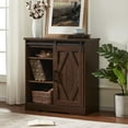thumbnail image 1 of WAMPAT Armoire Console de Rangement à Lattes Coulissantes Style Ferme Buffet Table de Service pour Entrée Salon, Salle de Bain, Brun Rustique, 1 of 7