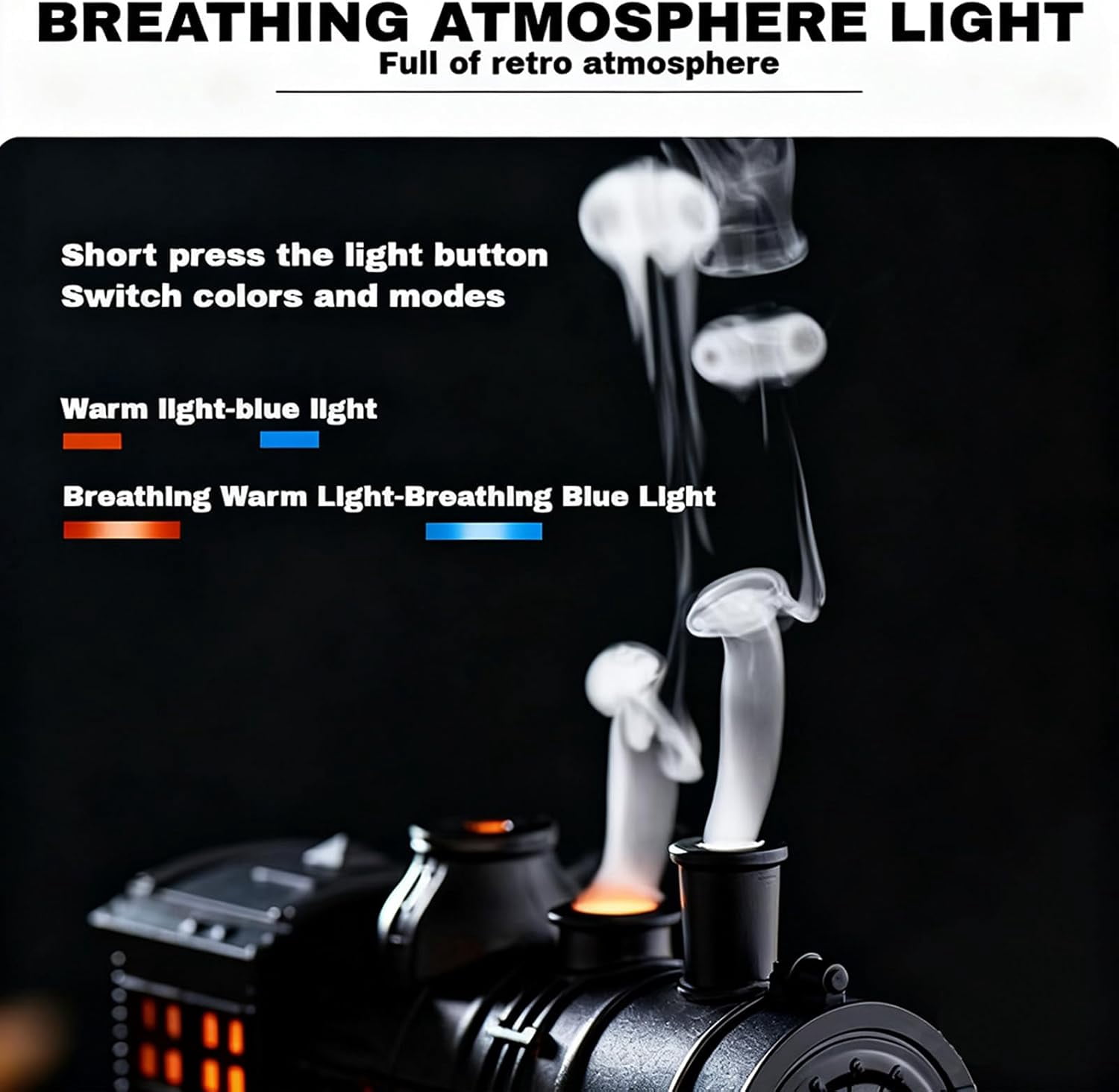 2026 New Christmas Train Diffuser, 300ml Aromatherapy Humidifier with 2-Color LED Light and Auto Shut-Off, Ultrasonic Cool Mist for Home Office Bedroom Decor