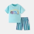 thumbnail image 2 of Toddler Boy Girls Summer Cute Dinosaur Tank Tank Tops+Elastic Shorts Outfits Lightweight Elastic Cotton Short Sets Set Dailywear Set (3-4 Years,Blue) Boys Summer Sleeveless Top+Shorts Set, 2 of 7