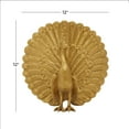 thumbnail image 4 of 12" x 12" Gold Polystone Handmade Peacock Sculpture, by DecMode, 4 of 8