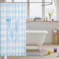 thumbnail image 3 of Manfei Classic Geometric Check Shower Curtain 72Wx78L,Blue Cute Bows Letter M Bath Curtain, 3 of 5