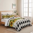 thumbnail image 5 of Twin XL Quilt Set 68''x98'', Sunflower Lightweight Summer Bedspread Coverlet Set with 2 Pillow Shams, Summer Botanical Bee Rustic Black Plaid Breathable All Season Quilt Bedding for Dorm/Guest Room, 5 of 9