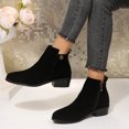 thumbnail image 5 of Willtoo Boots for Women Faux Suede Round Toe Ankle Booties, Metal Rose Decor Low Block Heel Short Boots, Side Zipper Comfort Fall Winter Shoes, 5 of 6
