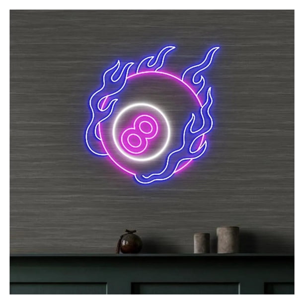 Letrero De Neón Bola Billar, Decoración Montada En La Pared Alimentada Por USB Para Sala Y Bar Deportivo, 40cmx40cm
