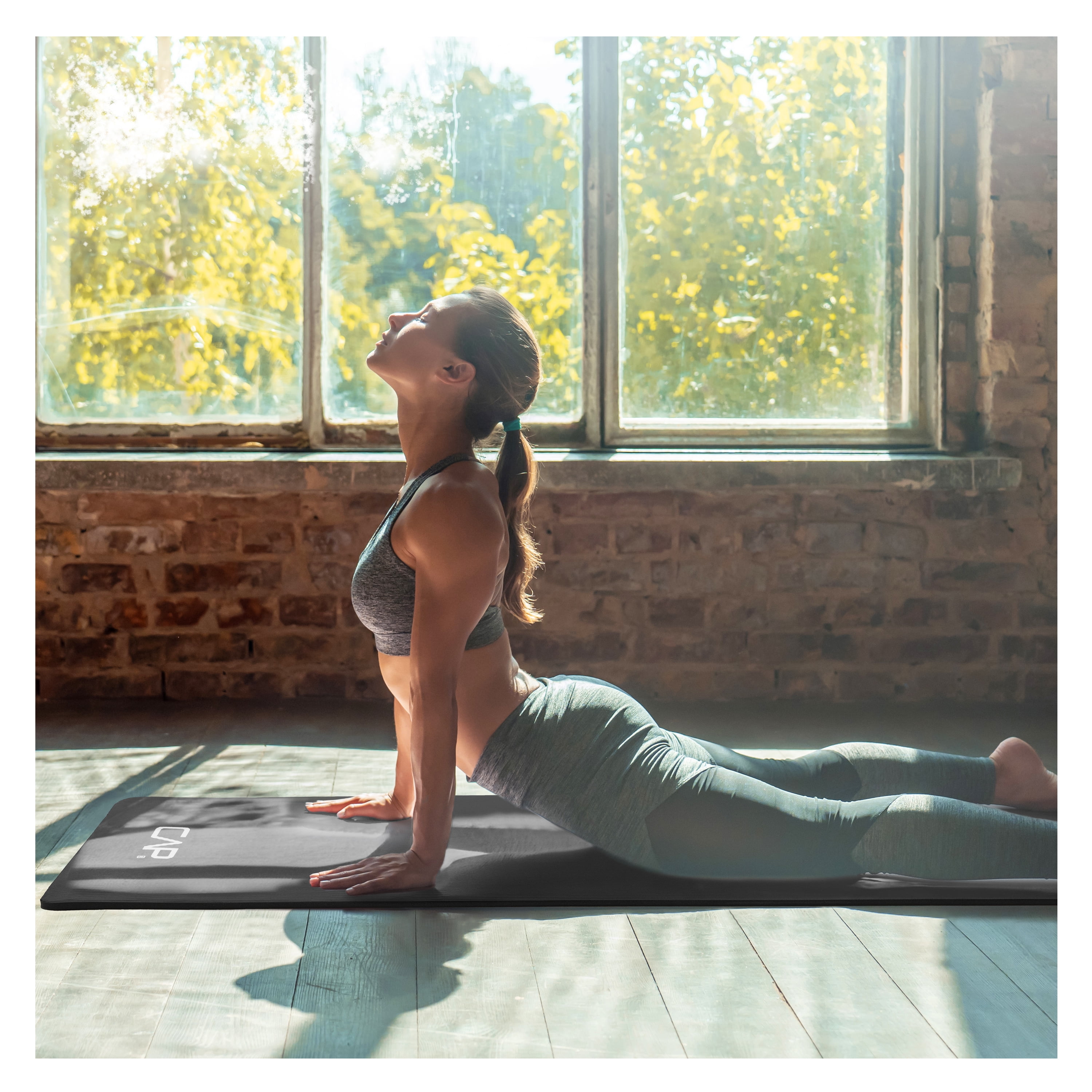 CAP High Density NBR Exercise Mat with Carry Strap, Size: 68inX24inX.47in (12mm Thick) Black