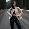 thumbnail image 4 of Txlixc Chaqueta acolchada para mujeres, chaqueta de cuello redondo de manga larga de color sólido para adultos, con bolsillos Txlixc  moda, 4 of 4