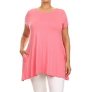 Plus Size Women's Short Sleeves Solid Tunic Top