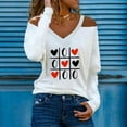 thumbnail image 2 of Pompotops Femmes Casual Imprimé Sexy à Manches Longues Pull-Over à Col en V Tshirt Tops, 2 of 4