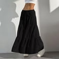 thumbnail image 4 of JIRNYORLL Womens Boho Flowy Maxi Skirt Ruffle Tiered Elastic Waist 2026 Fall Beach Vacation Casual Long Skirts, Black M, 4 of 7