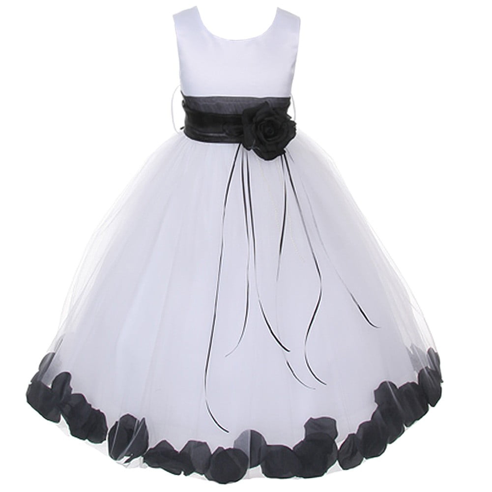 black and white flower girl dress