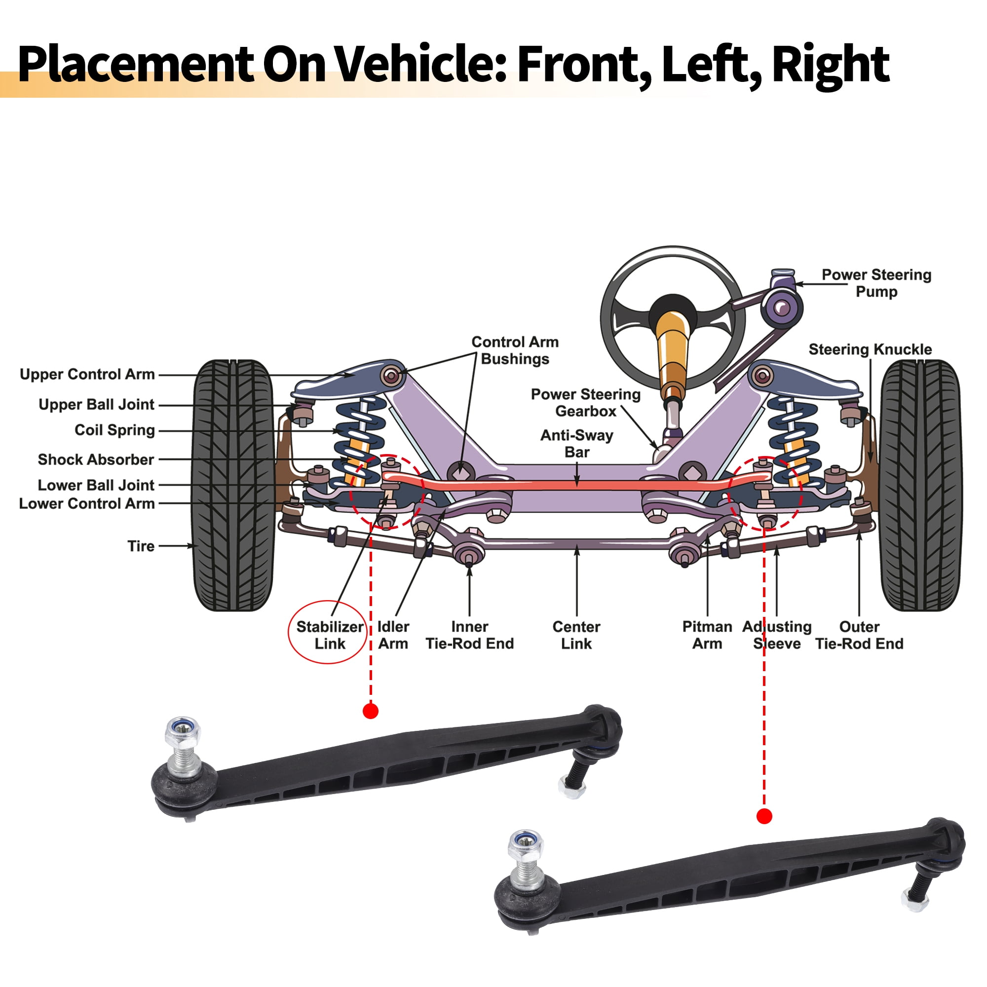 2pcs Front Sway Bar Links Stabilizer?Link Kit for Chevrolet Sonic 2012-2020 No.K750630 Suspension Kit