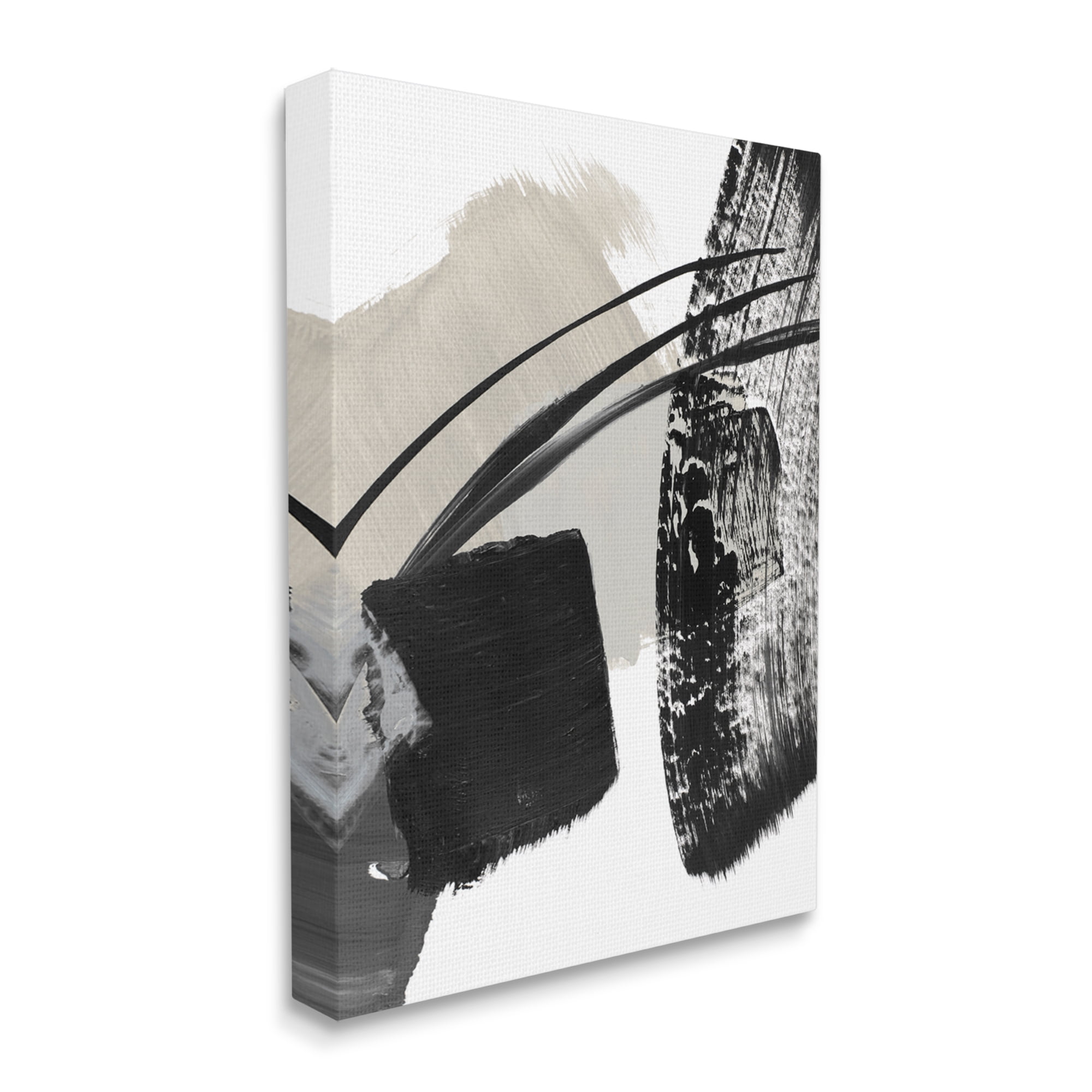Stupell Industries Black Brush Strokes Abstract Painting Gallery Wrapped Canvas Print Wall Art, 30 x 40