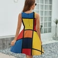 thumbnail image 6 of Mondrian Inspired（2） Dress Summer Street Style Dresses Female Sleeveless Printed Sundress, 6 of 7