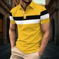 thumbnail image 2 of YLSDY Button Collared Shirts for Men 2025 Casual Button Stripes Shirt Summer Classic Short Sleeve Golf T-Shirt Slim Fit Tennis Tops Yellow M, 2 of 7