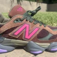 thumbnail image 4 of New Balance 9060 Men 8.5 Sneakers Shoes Rich Oak Burgundy Hi Pink, 4 of 5