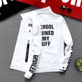 thumbnail image 5 of Chaqueta vaquera negra con botones para otoño para hombre, chaqueta vaquera blanca con estampado de letras, abrigo para hombre, lavado rojo G, estética de bajo coste al precio más bajo, 5 of 5