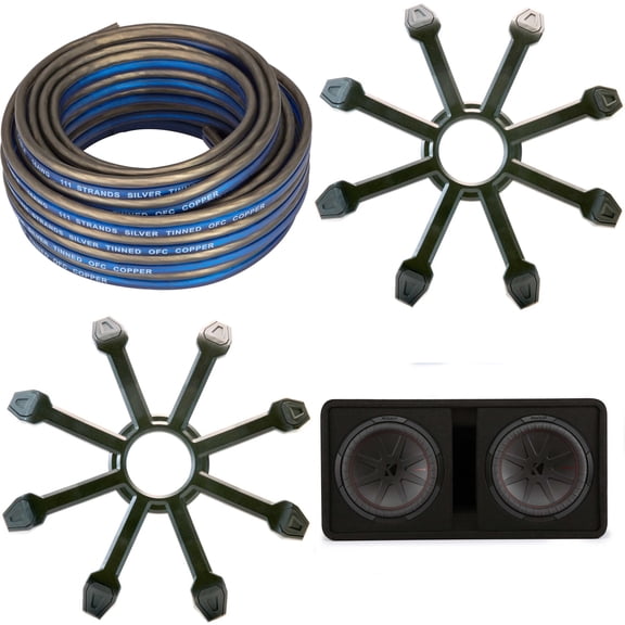 Kicker Comp R 12 Inch Dual Subwoofer in Vented Enclosure Package with Speaker Wire & Grills