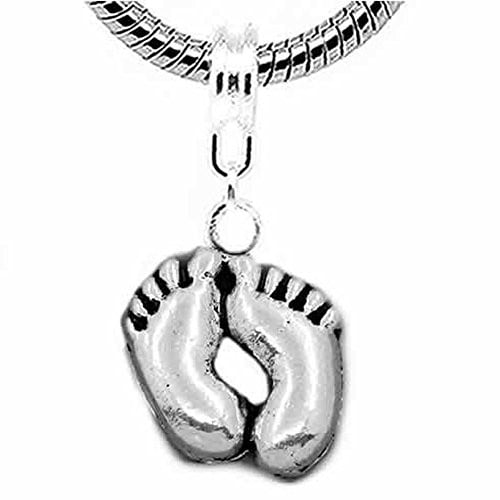 Baby Feet Charm Dangle Bead Spacer for Snake Chain Charm Bracelet