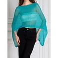 thumbnail image 5 of Women Sheer Poncho Top Lightweight Knit Crochet Shrug Bolero Mesh Batwing Sleeve Sweater Cover Up Beachwear, 5 of 6