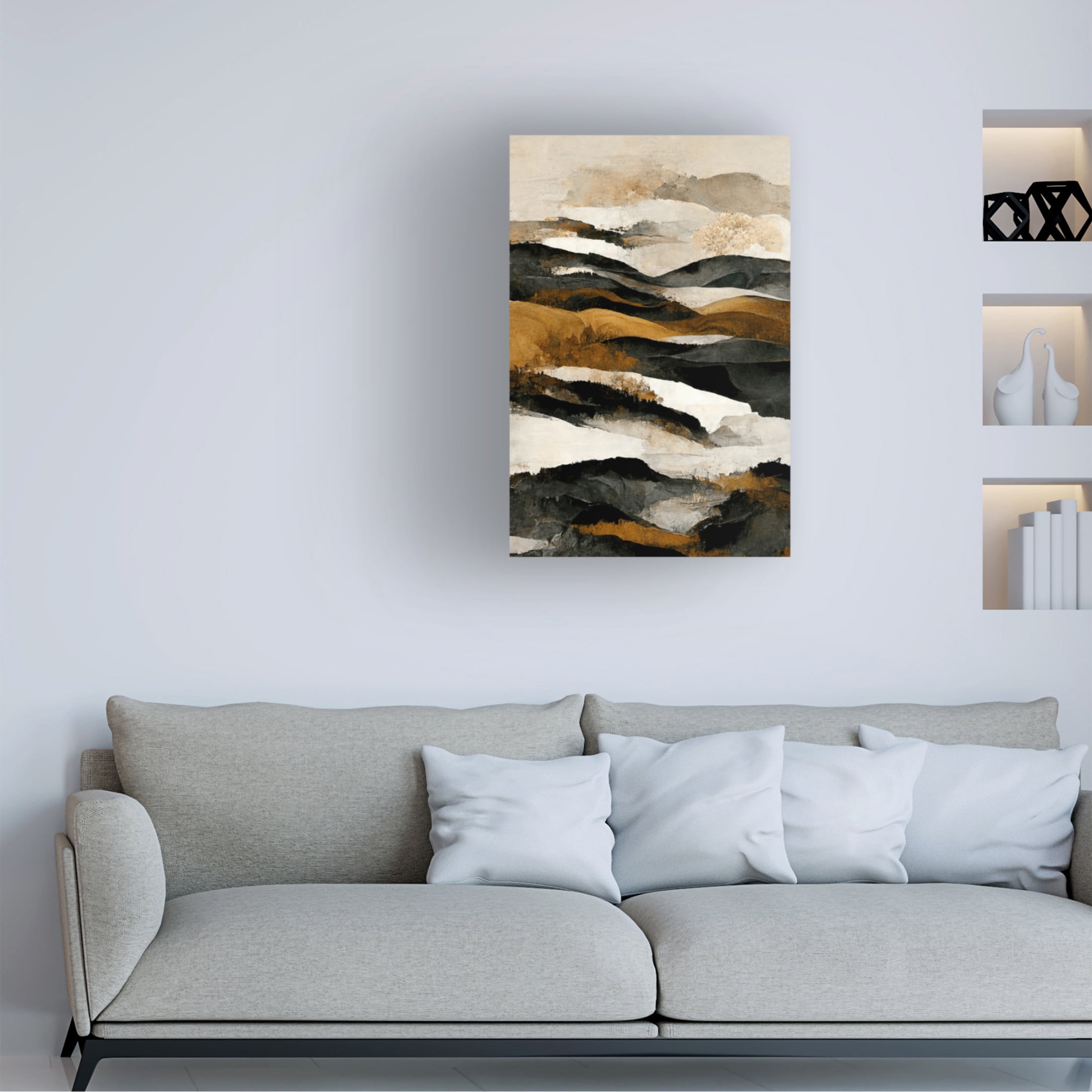 Canvas Wall Art - Treechild 'Ochre And Beige Mountains' Wall Art for Living Room, Bedroom, or Office D?cor by Trademark Fine Art - 30 x 47 Inches