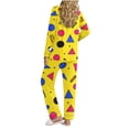 thumbnail image 4 of YABCSAZ Ensemble de Pyjamas en Coton Automne & Hiver pour Femmes, Mode Décontractée Ample Imprimé Géométrique Pantalon Long Manches Longues Col Rabattu Ensemble de Pyjamas, Cadeaux de Noël Hiver en Liquidation, 4 of 6