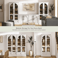 thumbnail image 6 of Mopio Blake Tall Display Cabinet, Kitchen Buffet Pantry Cabinet, Trophy Display Case, Storage Cabinet Scratch Resistant Acrylic, Modern Farmhouse Curio Cabinet with Doors & Shelves (Arched, White), 6 of 10