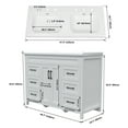 thumbnail image 4 of Jarbalai 47" Freestanding Bathroom Vanity with Twin Basin and Cabinet Storage and Drawers, White, 4 of 8