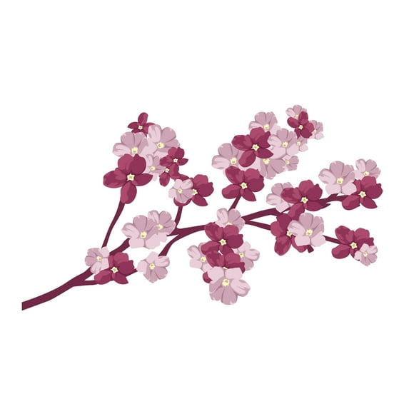 Charming Cherry Blossom Tree Branch Vinyl Wall Decal - Sticker for Home Decoration in a Cherry Blossom Themed Nursey Room, Floral Art Easy To Apply & Removeable-Size: 30" x 18".
