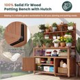 thumbnail image 4 of Potting Bench with Hutch, 50.2" Solid Fir Wood Garden Workstation, Large Countertop, 2 Shelves, 2 Cabinets, 3 Side Hooks, Outdoor Planting Table for Gardening (Natural), 4 of 9