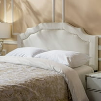 Elegant Queen Headboard with Fabric & Metal - Nailhead Trim