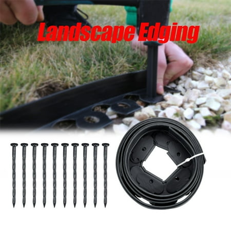 Landscape Edging, 10ft Garden Border Lawn Grass Bed Front Yard/Backyard Edge+10 Pins L-Shaped DIY Decorative