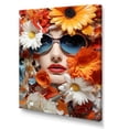 thumbnail image 2 of Designart "Pop Art Portrait Glam Floral Woman with Sunglasses and Flowers II" Fashion Canvas Wall Art - Glam Yellow Fashion Accessories Hallway Wall Art Decor, 2 of 6