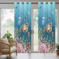 thumbnail image 3 of Outdoor Curtains for Patio Waterproof, Turtle Coastal Windproof Pravicy Outside Porch Blackout Curtain, Nautical Ocean Summer Beach Coral Octopus Sun Blocking Grommets Curtains for Cabana 54"x108", 3 of 9