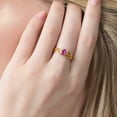 thumbnail image 3 of Gem Stone King 0.50 Ct Oval Pink Created Sapphire 18K Yellow Gold Plated Silver Ring, 3 of 4