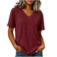 thumbnail image 2 of Neewe Short Sleeve V Neck Tees for Womens Tops Daily Fashion Clothes 2026 Casual Summer Spring Fall Outfits, 2 of 6