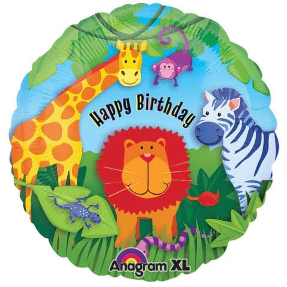 Jungle Safari 18 inch Happy Birthday Foil Balloon