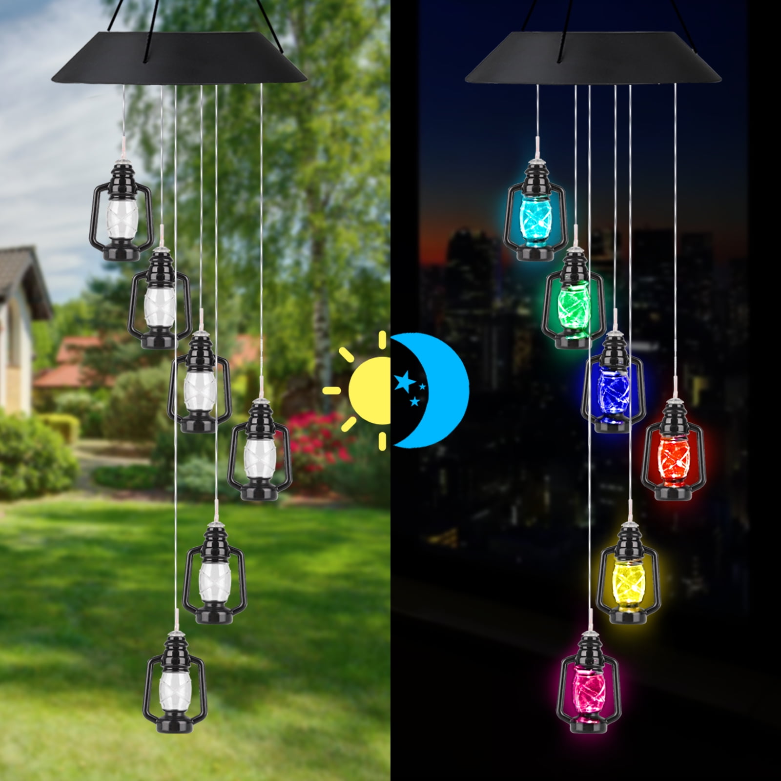 Color-Changing LED Solar Powered Wind Chime Lights Yard Garden Outdoor Decor 
