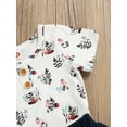 thumbnail image 6 of Newborn Baby Floral Print Short Sleeve Romper + Drawstring Shorts 2 Piece Outfits Set, 6 of 9