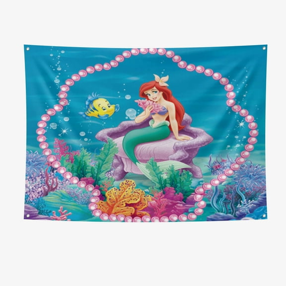 Ariel Party Supplies Happy Birthday Banner 7*5FT Large Size Ariel Party Decoration