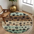 thumbnail image 2 of Round Rugs 5Ft, Teal Brown Round Area Rug Washable Indoor Throw Carpet, Pet Paw Printed Farmhouse Dog Claws Wood Grain Soft Non Slip Circle Rug for Cabinet Bathroom Home Decor Aesthetic, 2 of 8
