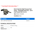 thumbnail image 2 of Direct Injection High Pressure Fuel Pump - Compatible with 2015 - 2019 Ford Transit-250 3.5L V6 2016 2017 2018, 2 of 2