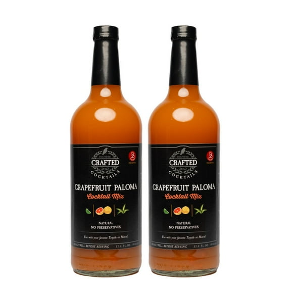 Crafted Cocktails Grapefruit Paloma Mix, 32 fl oz, 2 Pack | Made with Pink Grapefruit, Lime & Agave | 70 Calories per Serving | Refreshing Cocktail Mixer
