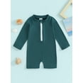thumbnail image 2 of Suealasg Kids Boys One-Piece Swimsuit Toddler Long Sleeve Front Zipper Swimwear Child Boys Sun Protection Bathing Suits Beach Wear, 2 of 8