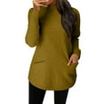 thumbnail image 2 of Women's Loose Fit Tunic Sweater, Plus Size Longline Knit Top, Slimming Casual Tunic, Mid-Length Round Neck Pullover, Fall Winter Blouse, Oversized Cozy Sweater, Outerwear Tunic Top Gold XXL, 2 of 9